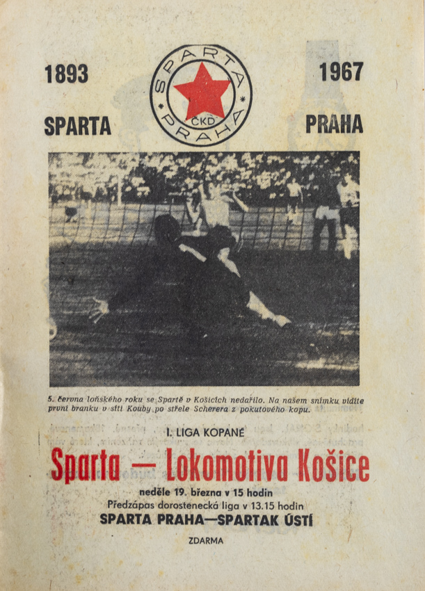 Program fotbal, Sparta Praha v. Lokomotiva Košice, 1968