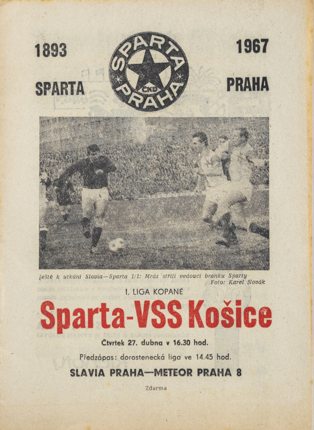 Program fotbal, Sparta Praha v. VSS Košice, 1968