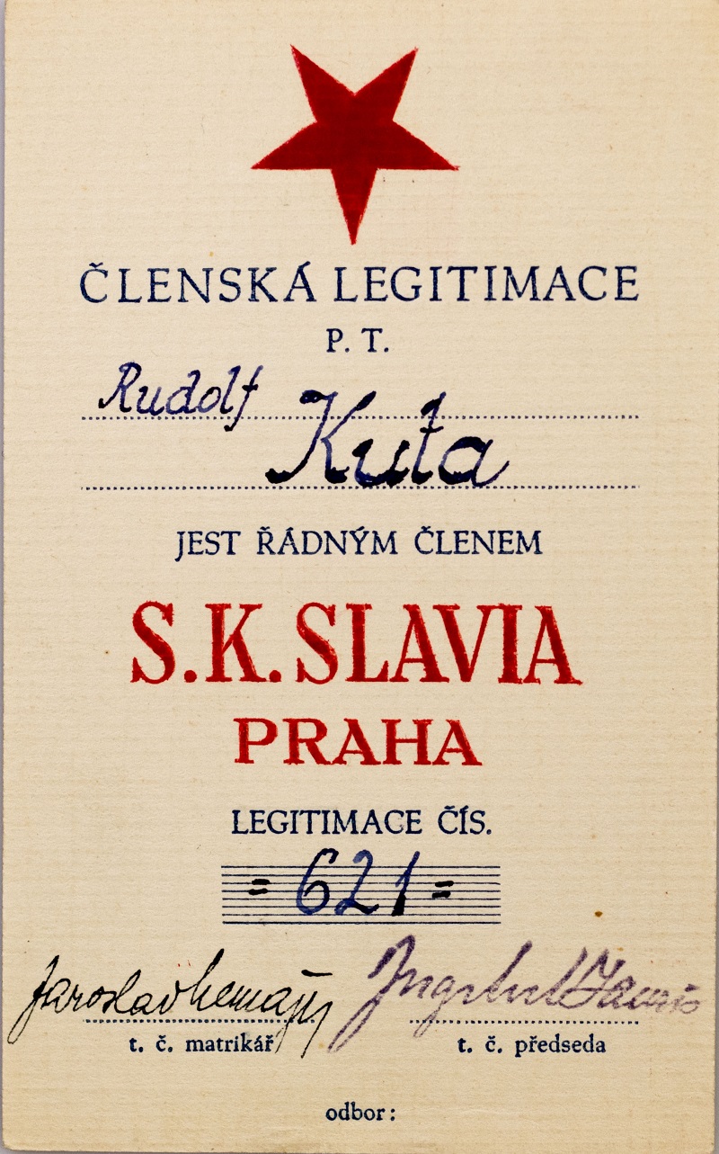 Členská legitimace P.T. klubu S.K.SLAVIA PRAHA z roku 1937