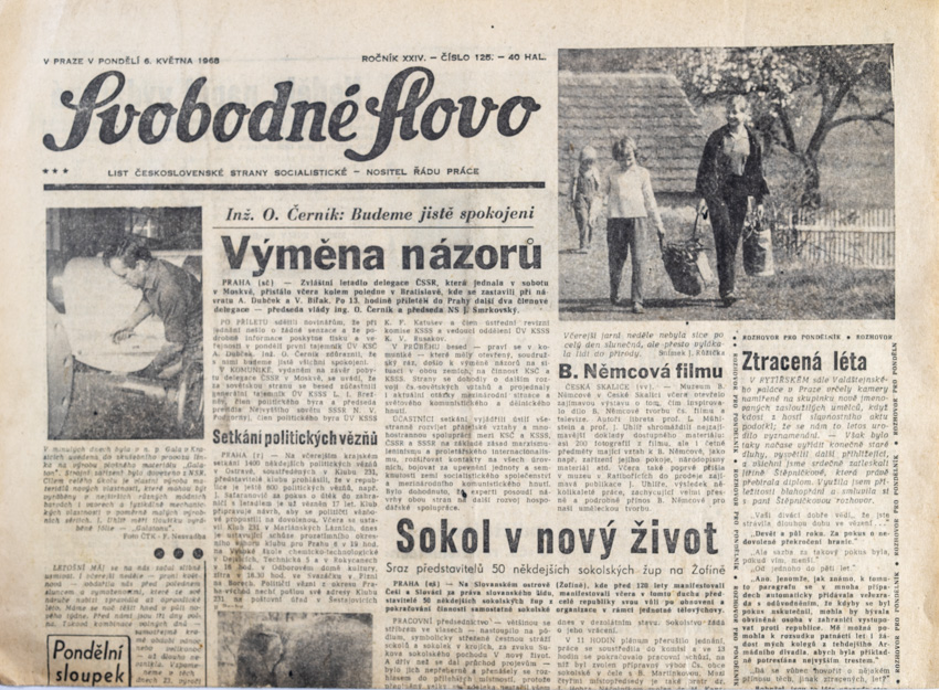 Noviny Svobodné Slovo, 6. V. 1968