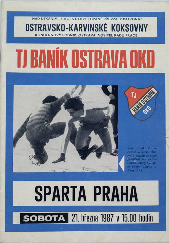 Program FC Banik Ostrava vs. Spartak Praha, 1987