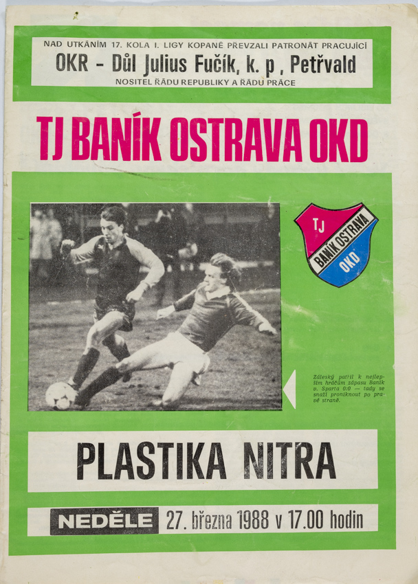 Program TJ Banik Ostrava vs. Plastika Nitra, 1988