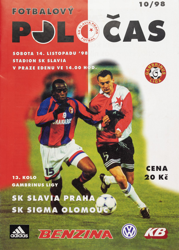 Slávistický POLOČAS SK SLAVIA PRAHA vs. SK Sigma Olomouc, 1998 velký + plakát