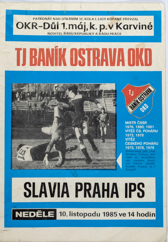 Program TJ Baník Ostrava vs. Slavia Praha IPS, 1985