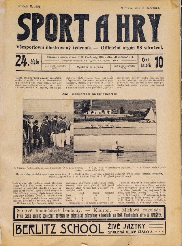 Noviny Sport a Hry, č. 24/1906, Závody veslařské