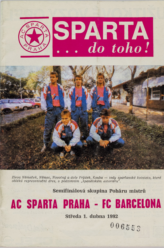 Program fotbal, AC Sparta Praha v. FC Barcelona, 1992