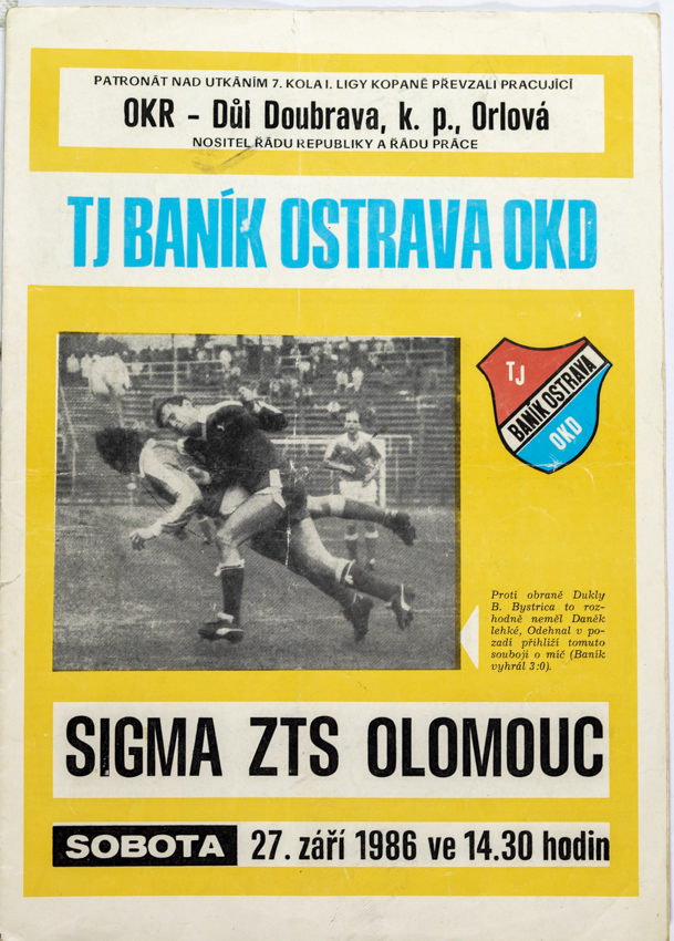 Program TJ Baník Ostrava OKD v. Sigma ZTS Olomouc, 1986