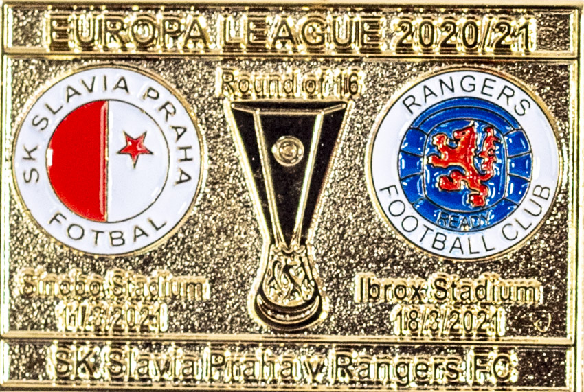 Odznak smalt Europa League 2020/21,Slavia v. Rangers FC R16, gold