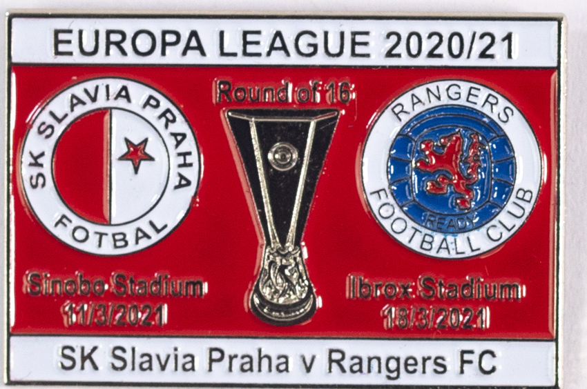 Odznak smalt Europa League 2020/21, Slavia v. Rangers FC R16, red/whi