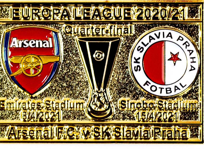 Odznak smalt Europa League 2020/21, Slavia v. Arsenal FC R8, gold