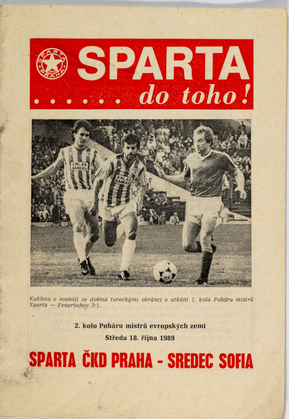 Program fotbal, Sparta ČKD Praha v. Sredec Sofia, PMEZ, 1989