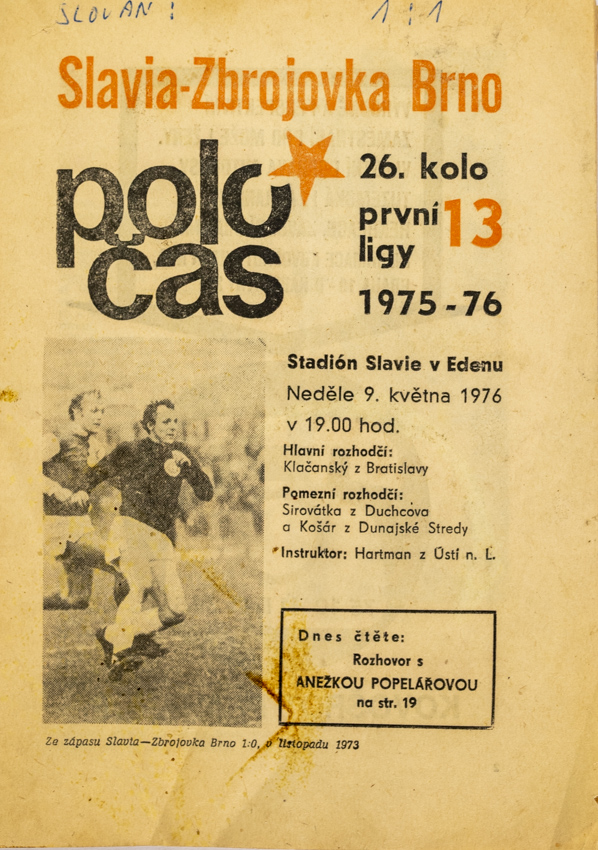 Poločas, Slavia IPS v. Zbrojovka Brno, 1975-76
