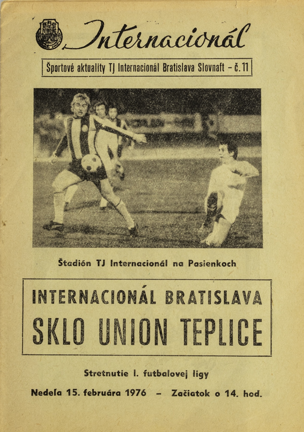 Program Internacionál Bratislava vs. Sklo Union Teplice, 1976