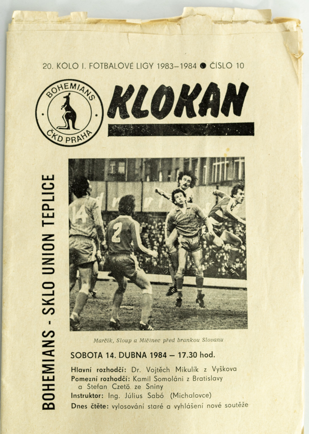 Program Klokan, Bohemians ČKD Praha vs. Sklo Union Teplice, 1984