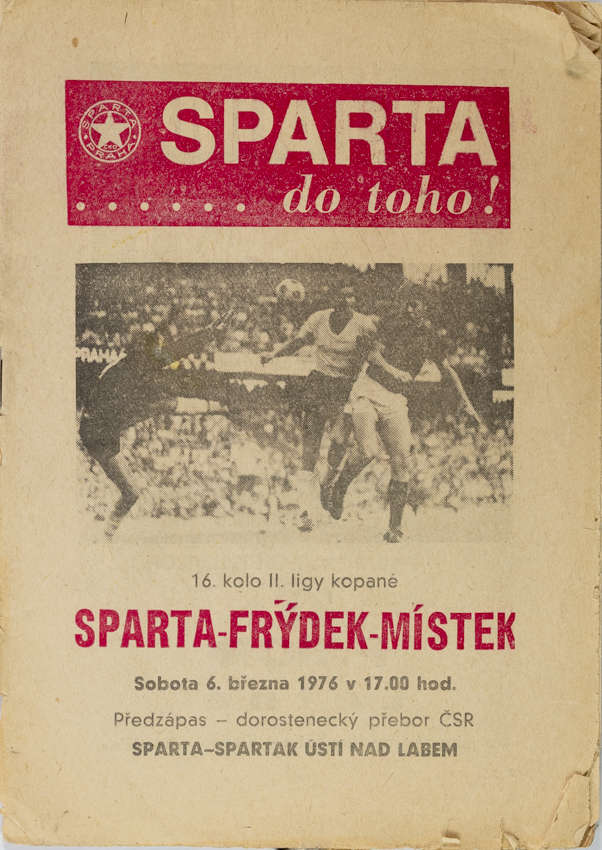 Program, Sparta, Do Toho!, AC Sparta Praha v. Frýdek Místek, 1976