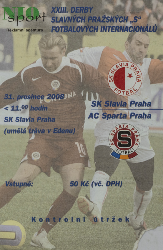 Vstupenka fotbal SK Slavia Praha vs. AC SPARTA, XXIII. Derby fotbalových internacionálů, 2008