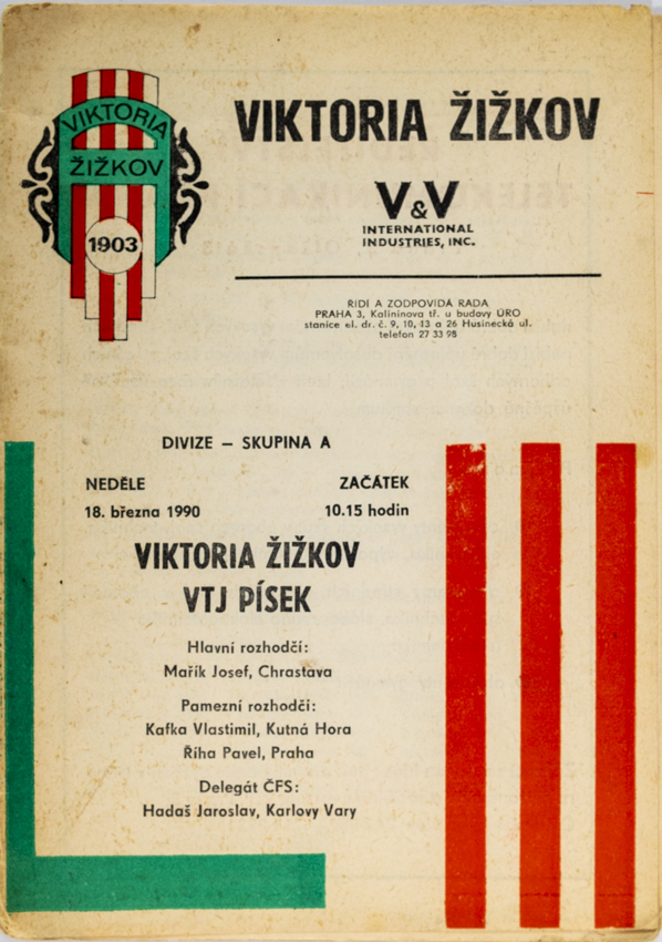 Program Viktoria Žižkov PSO v. VTJ Písek, 1990