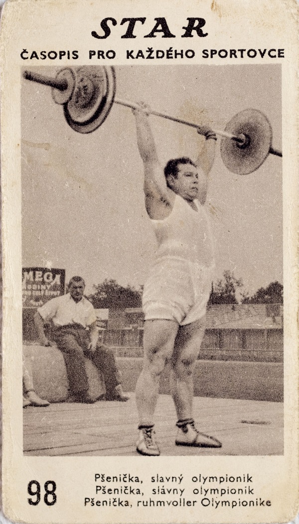 Kartička z časopisu STAR, 98, Pšenička, slavný olympionik