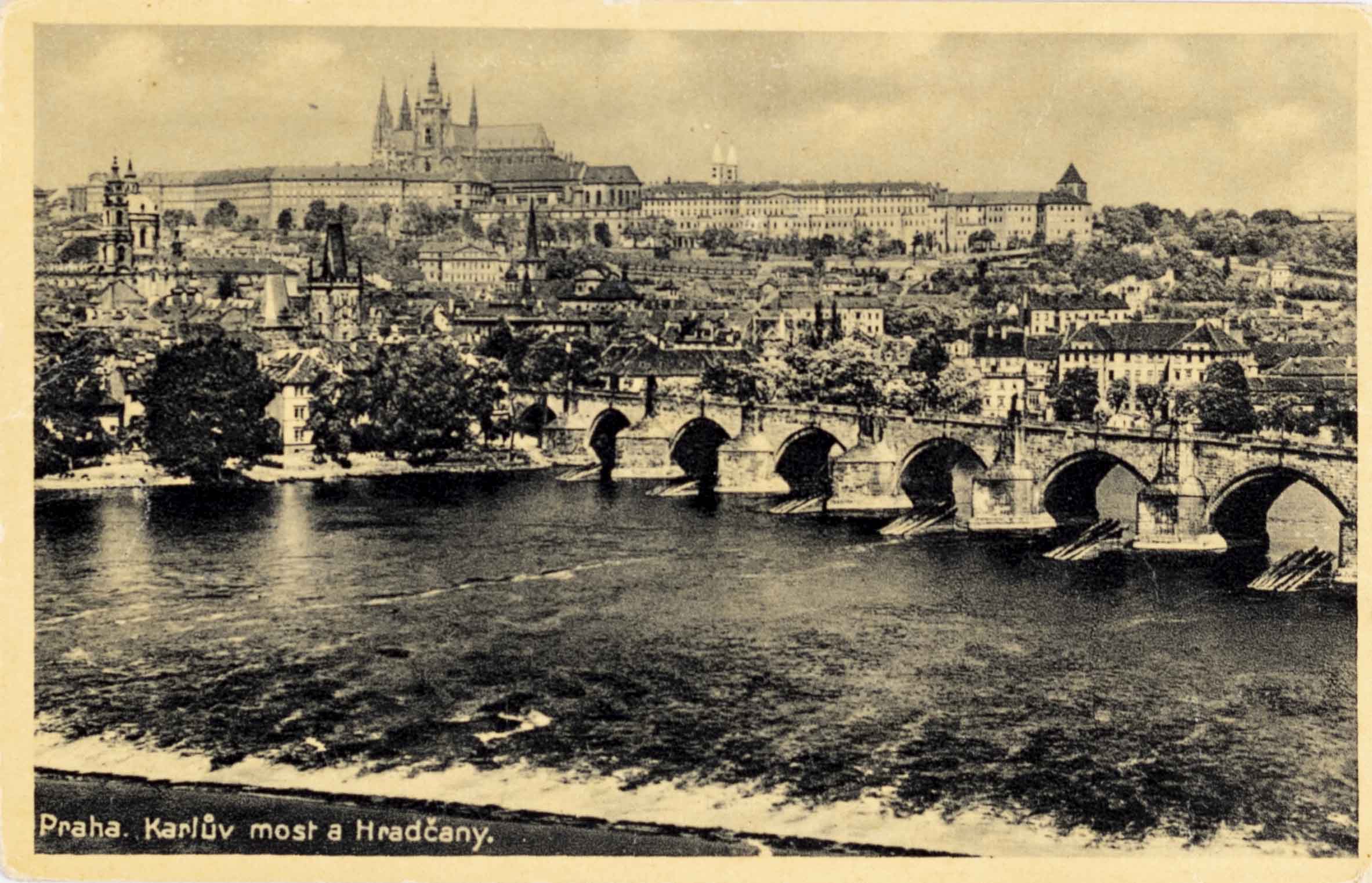 Dopisnice, Karlův most. Slavia-Ferencvaros, 1938