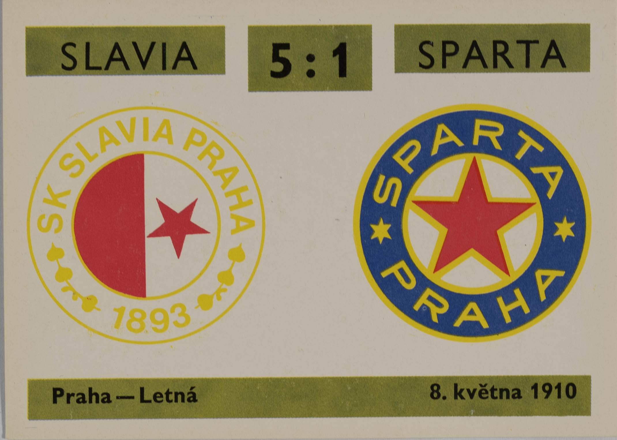 Kartička ,Derby, 4, Slavia v. Sparta, 5:1
