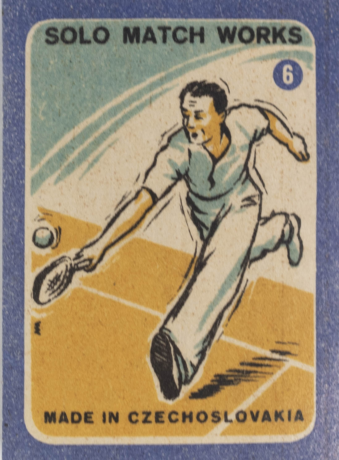 Zápalková nálepka, Tennis 6, 1958