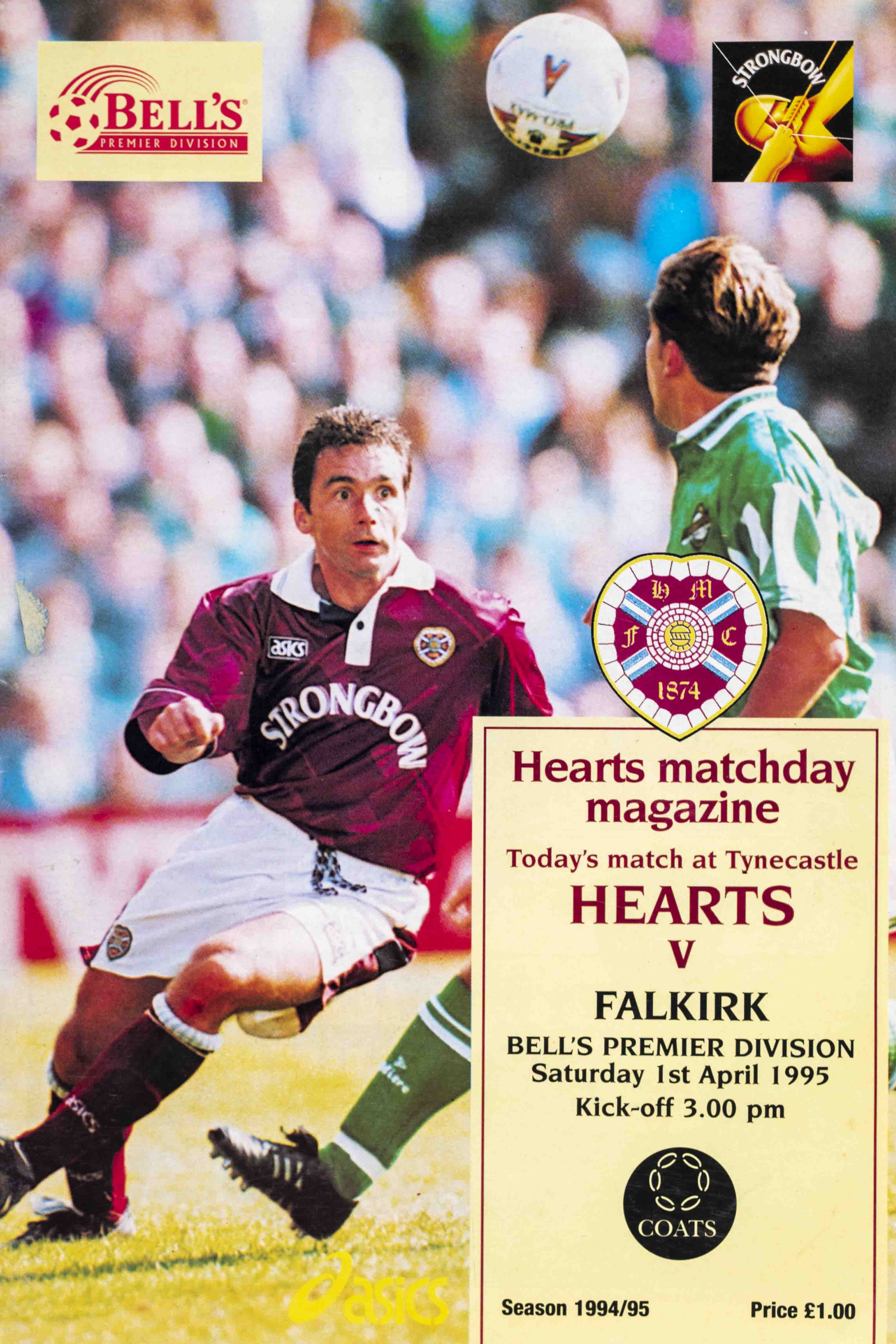 Program fotbal, Hearts v Falkirk, 1995