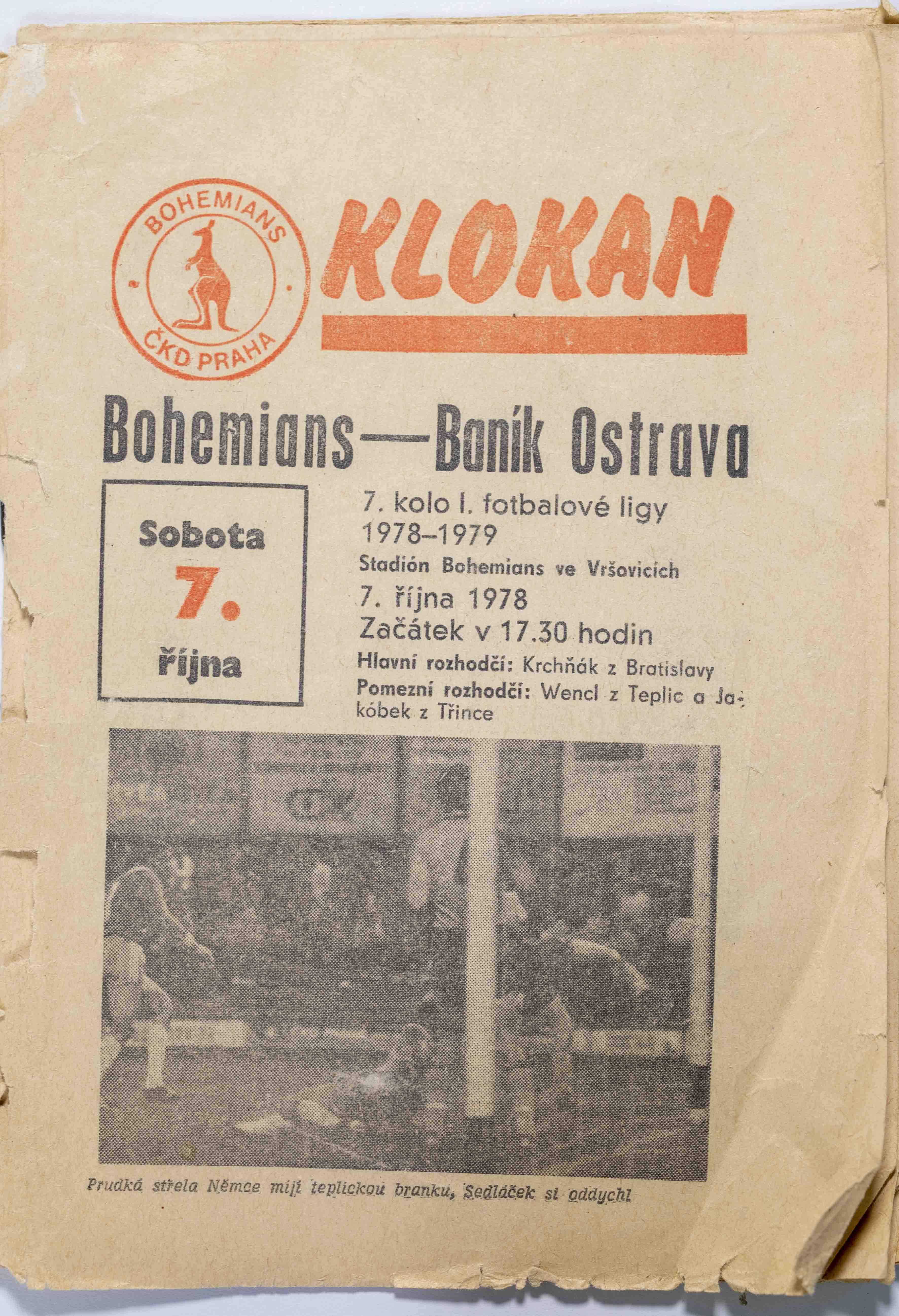 Program Klokan, FC Bohemians vs. Baník Ostrava, 1989/79