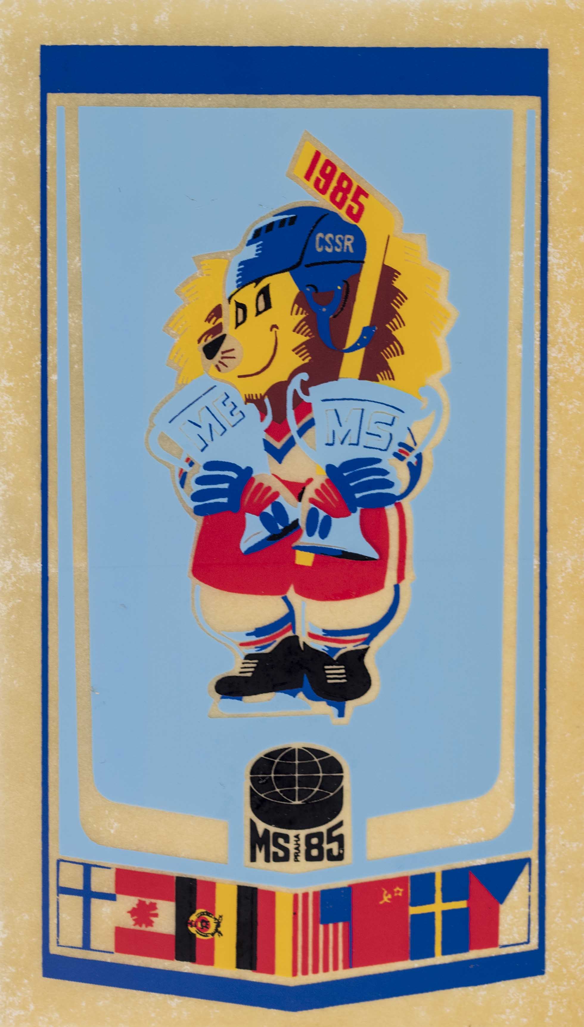 Samolepka hokej, MS Praha, 1985, maskot