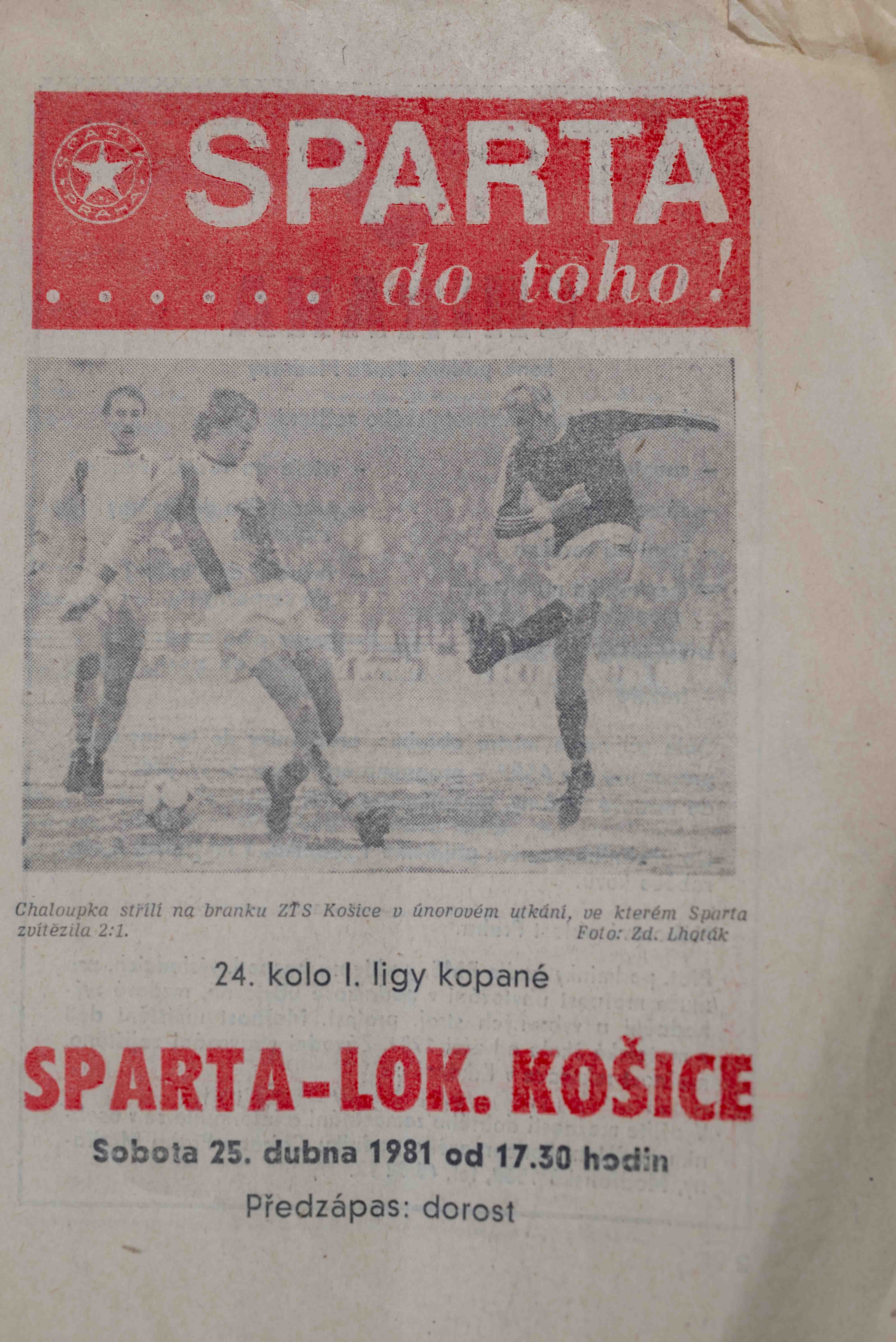 Program fotbal, Sparta Praha v. Lokomotiva Košice, 1981