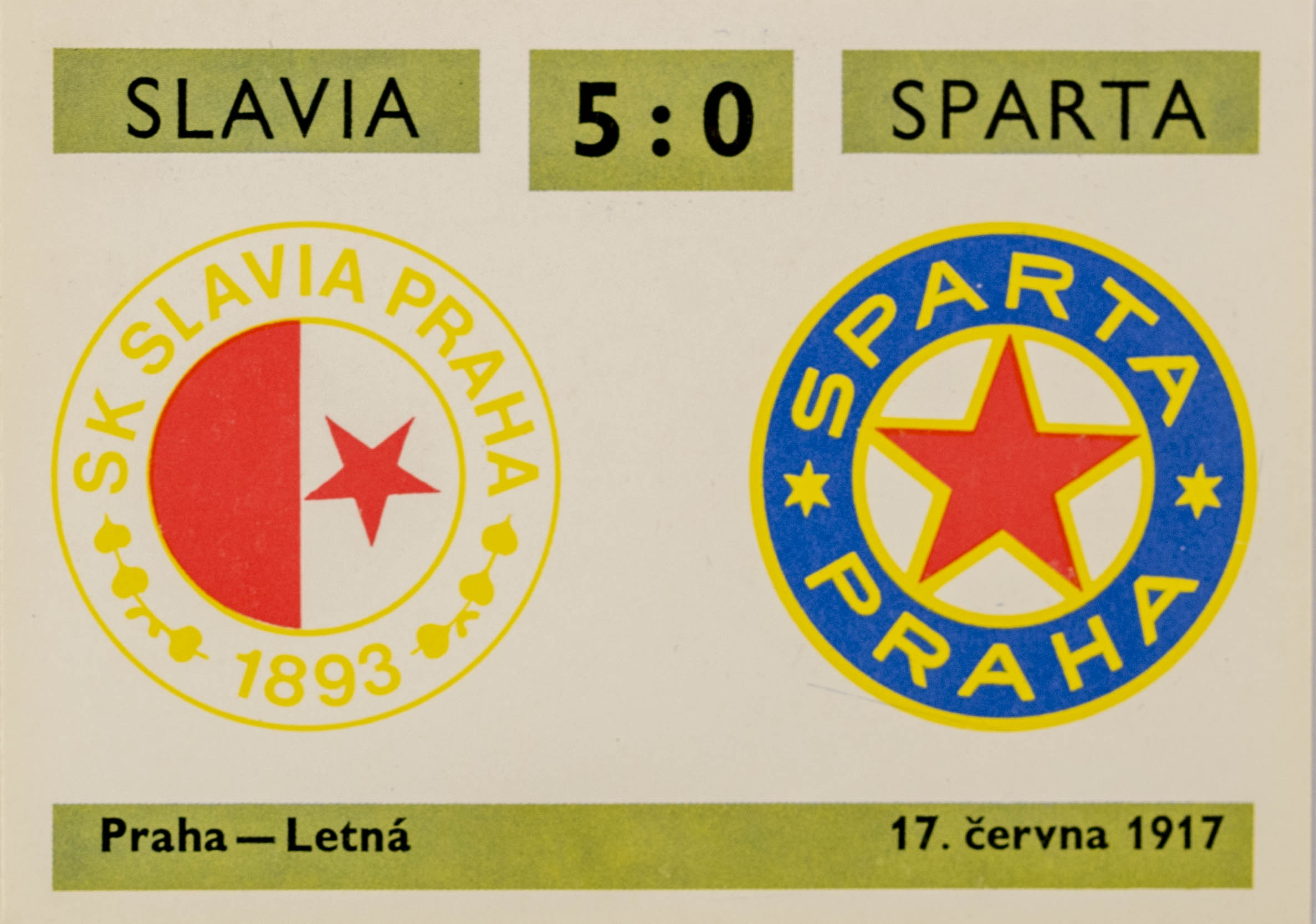 Kartička ,Derby 17, Slavia v. Sparta , 5:0