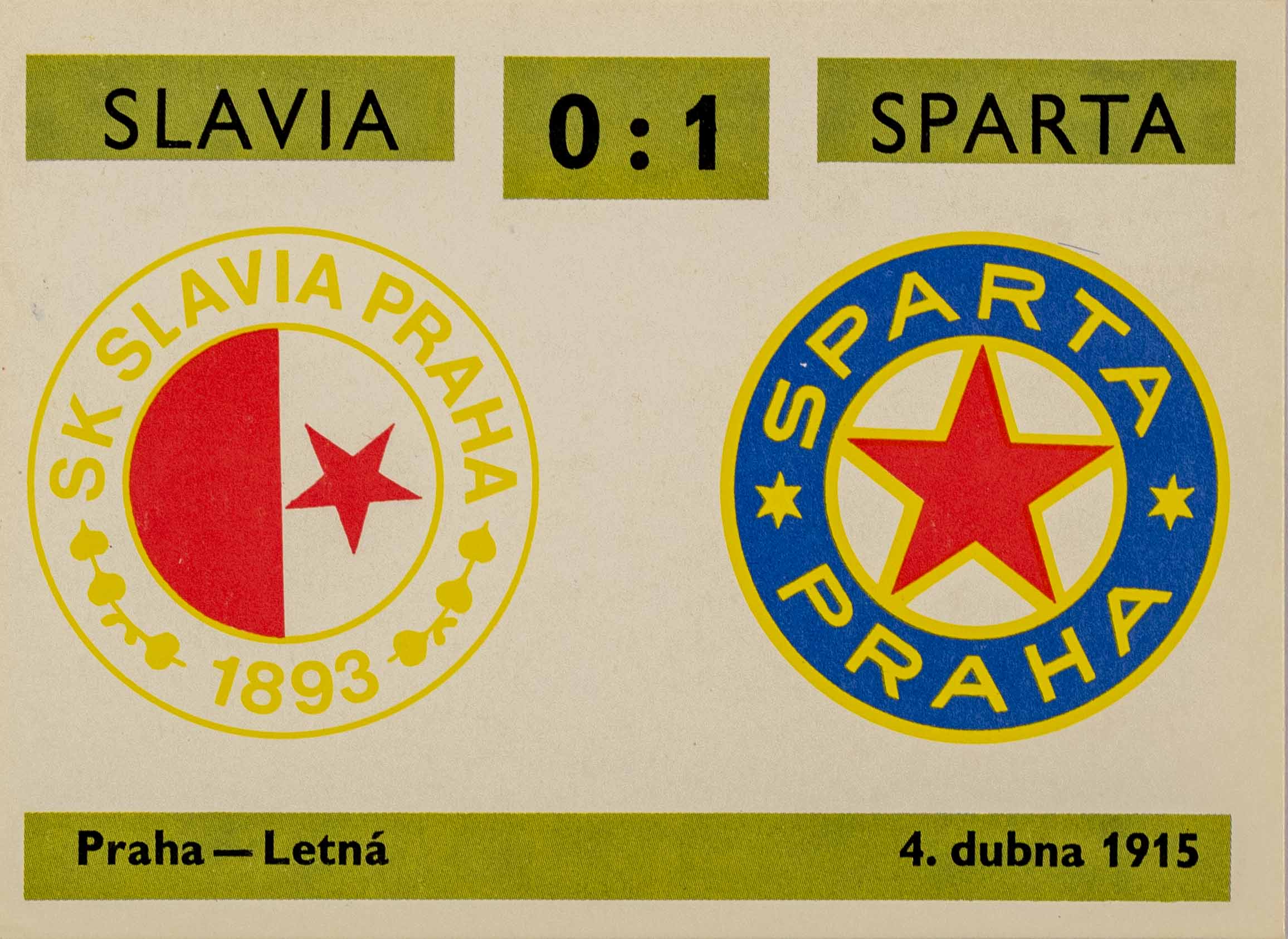 Kartička ,Derby 14, Slavia v. Sparta , 0:1
