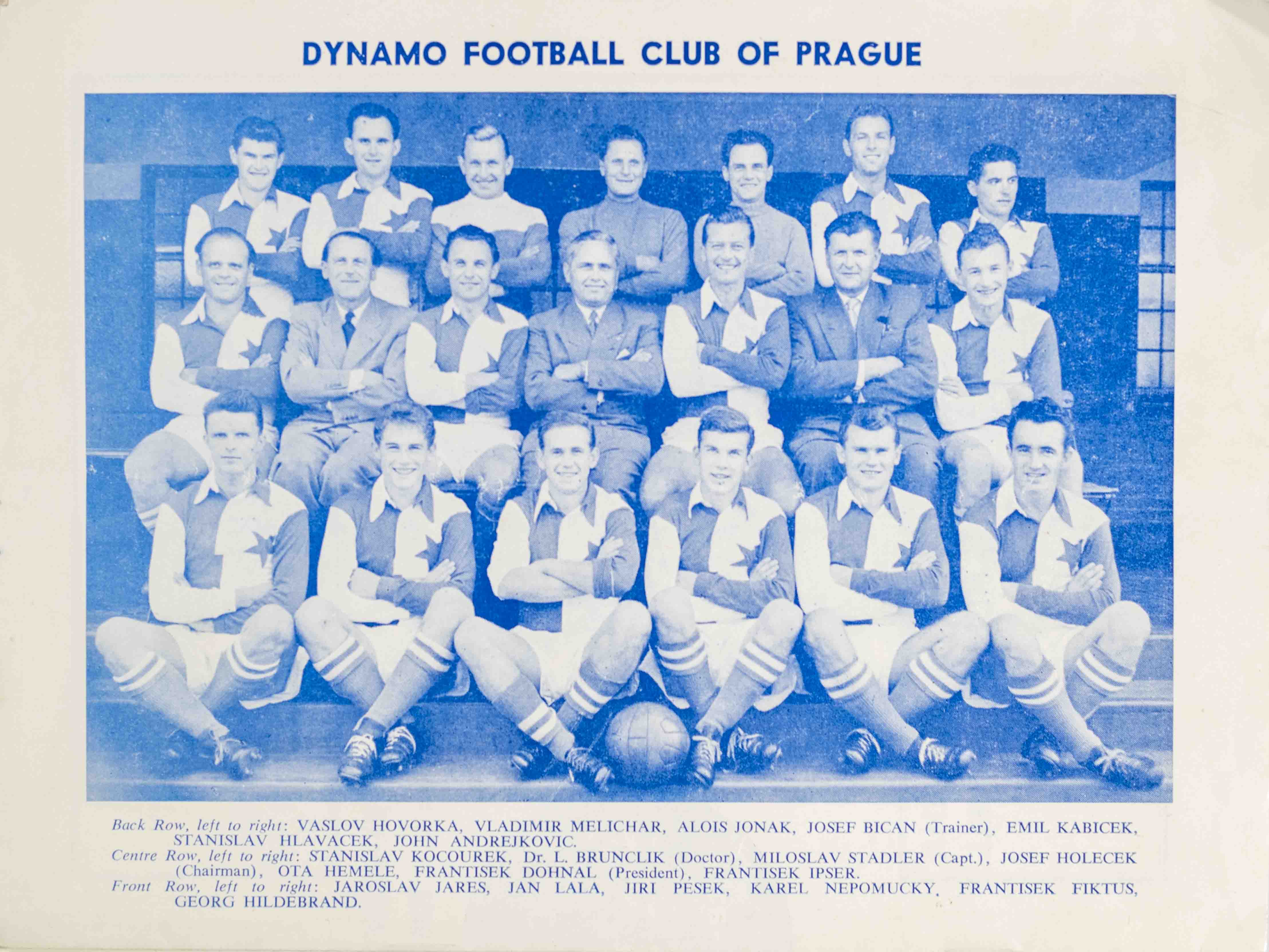 Program souvenir Dynamos of Prague v. An Ex-professional Eleven, 1956