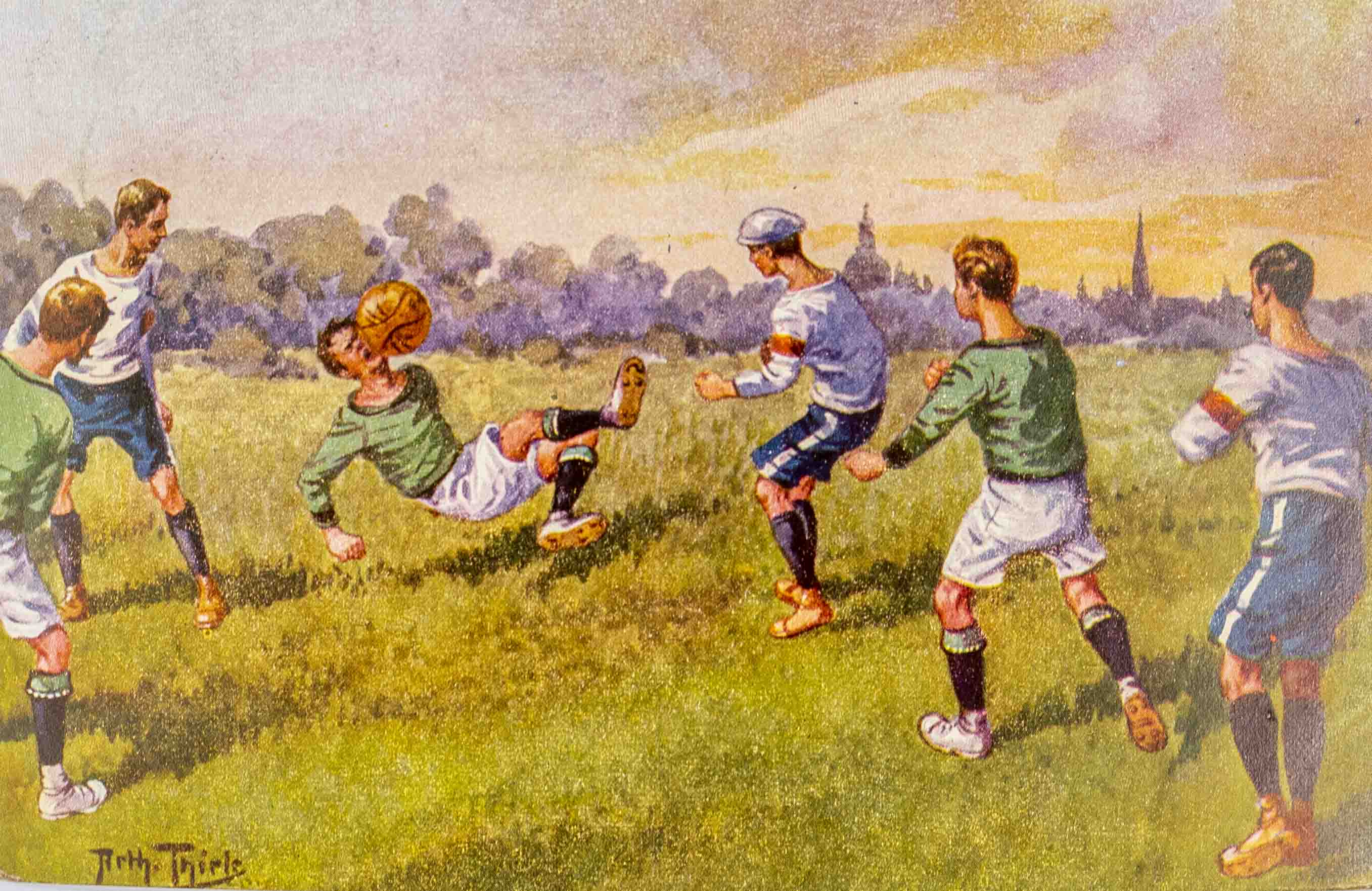 Pohlednice humor - fotbal - Hlavička?, 1921