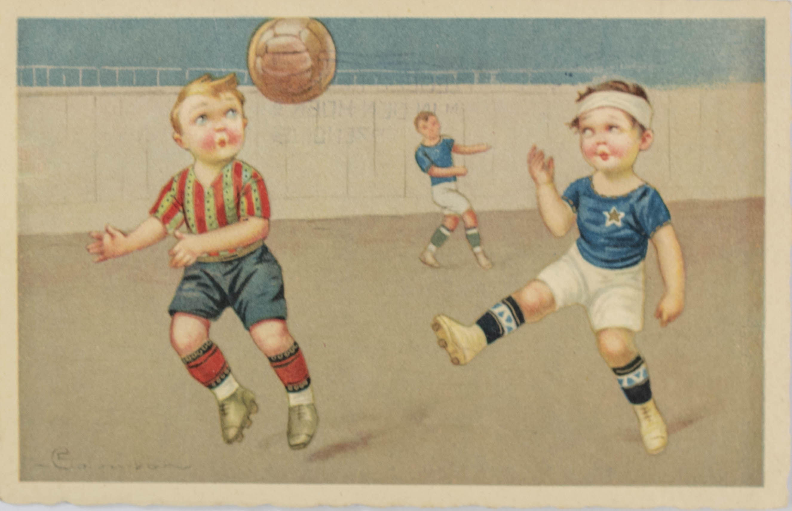 Pohlednice humor - fotbal - elévové, 1929