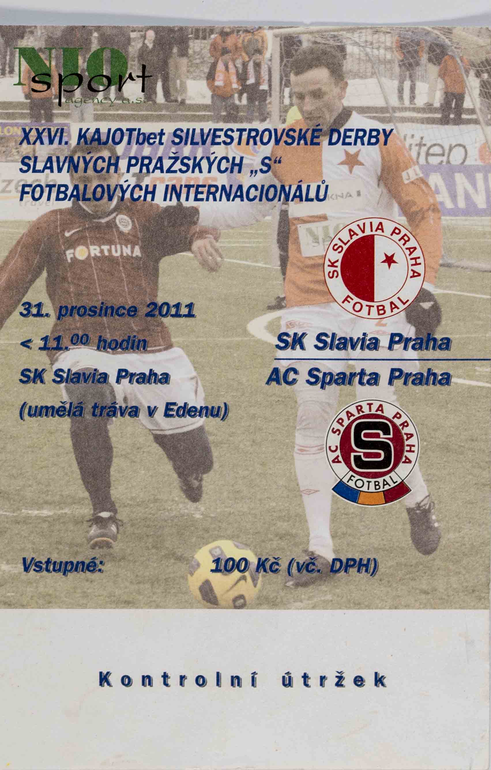 Vstupenka fotbal SK Slavia Praha vs. AC Sparta, XXVI. Derby fotbalových internacionálů, 2011