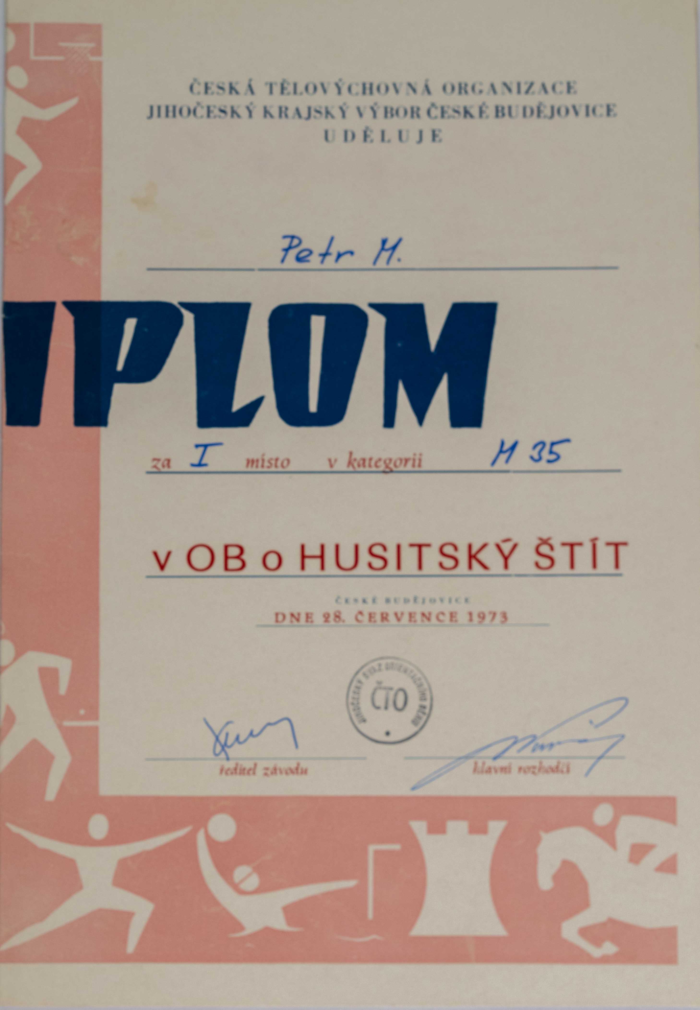 Diplom, Petr M., v OB o husitský štít, 1973