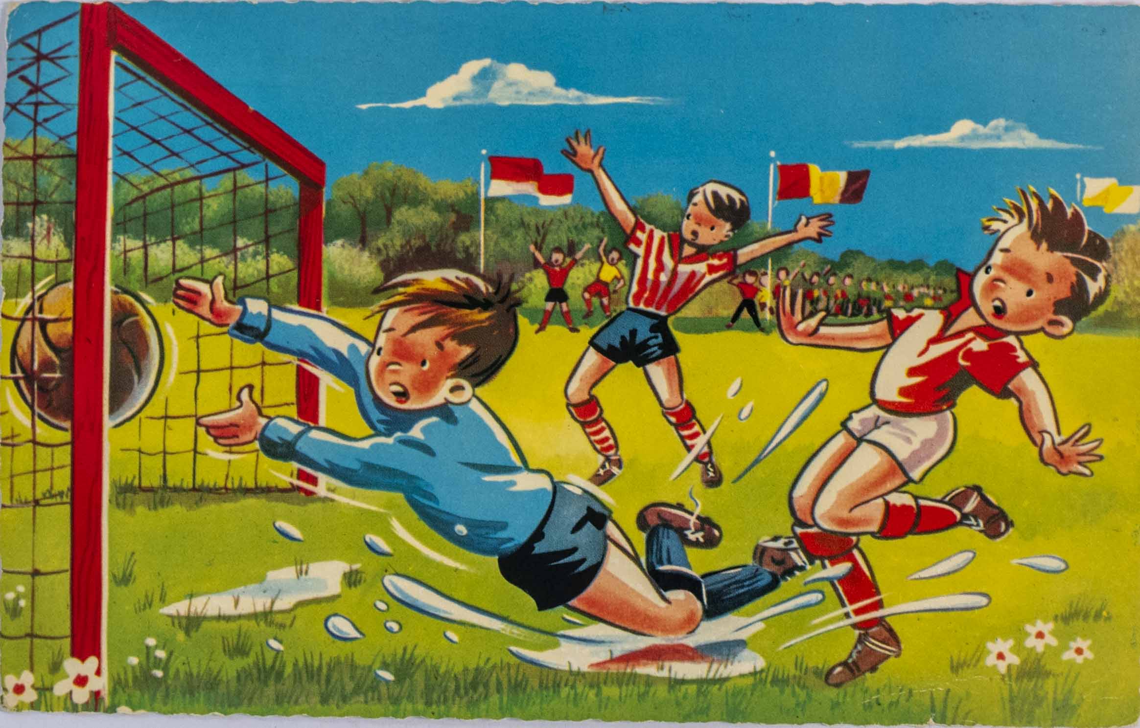 Pohlednice humor - Fotbal, Gól, Gól, 1964