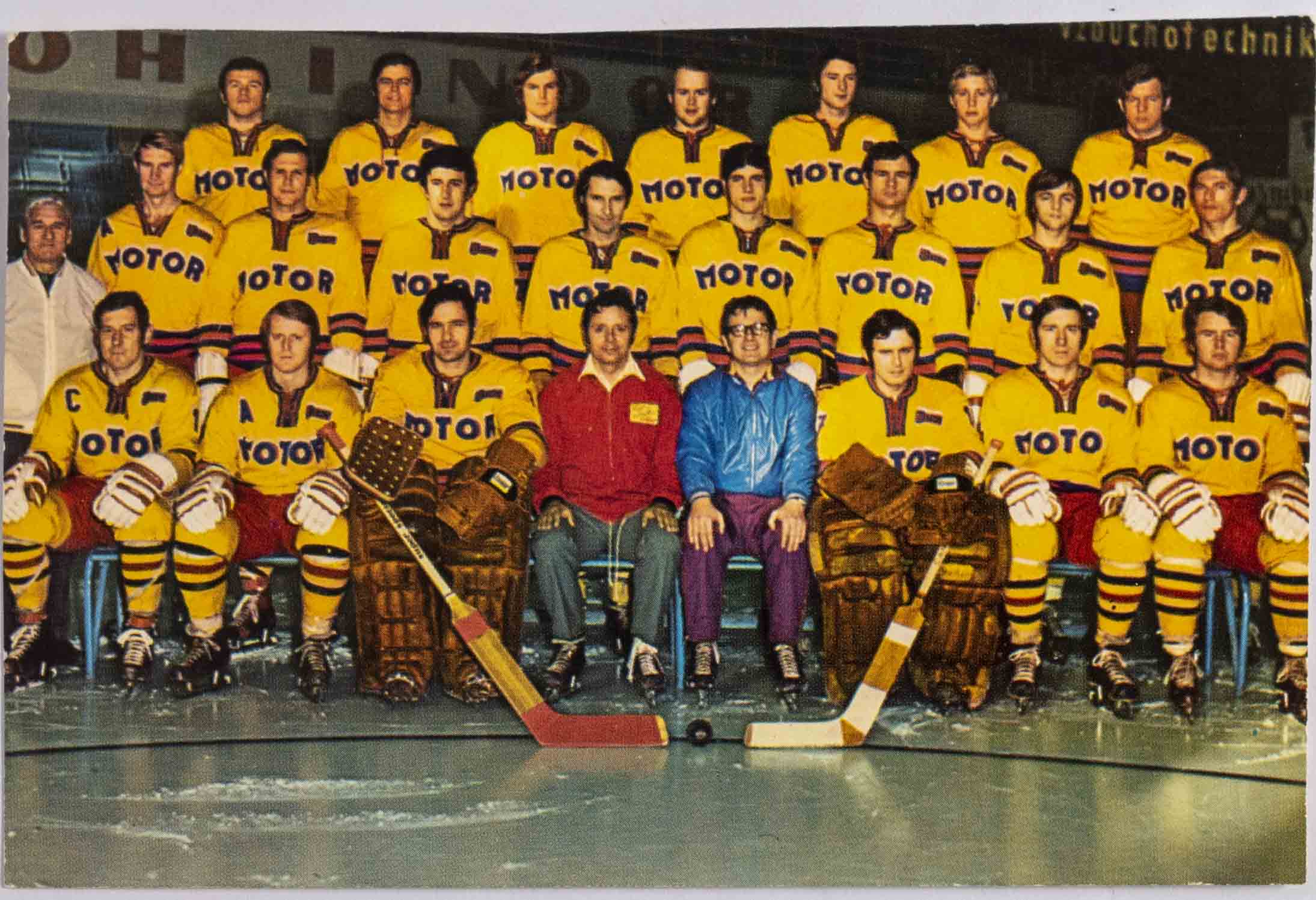 Pohlednice, hokej, Motor České Budějovice, 1973, oříznuto