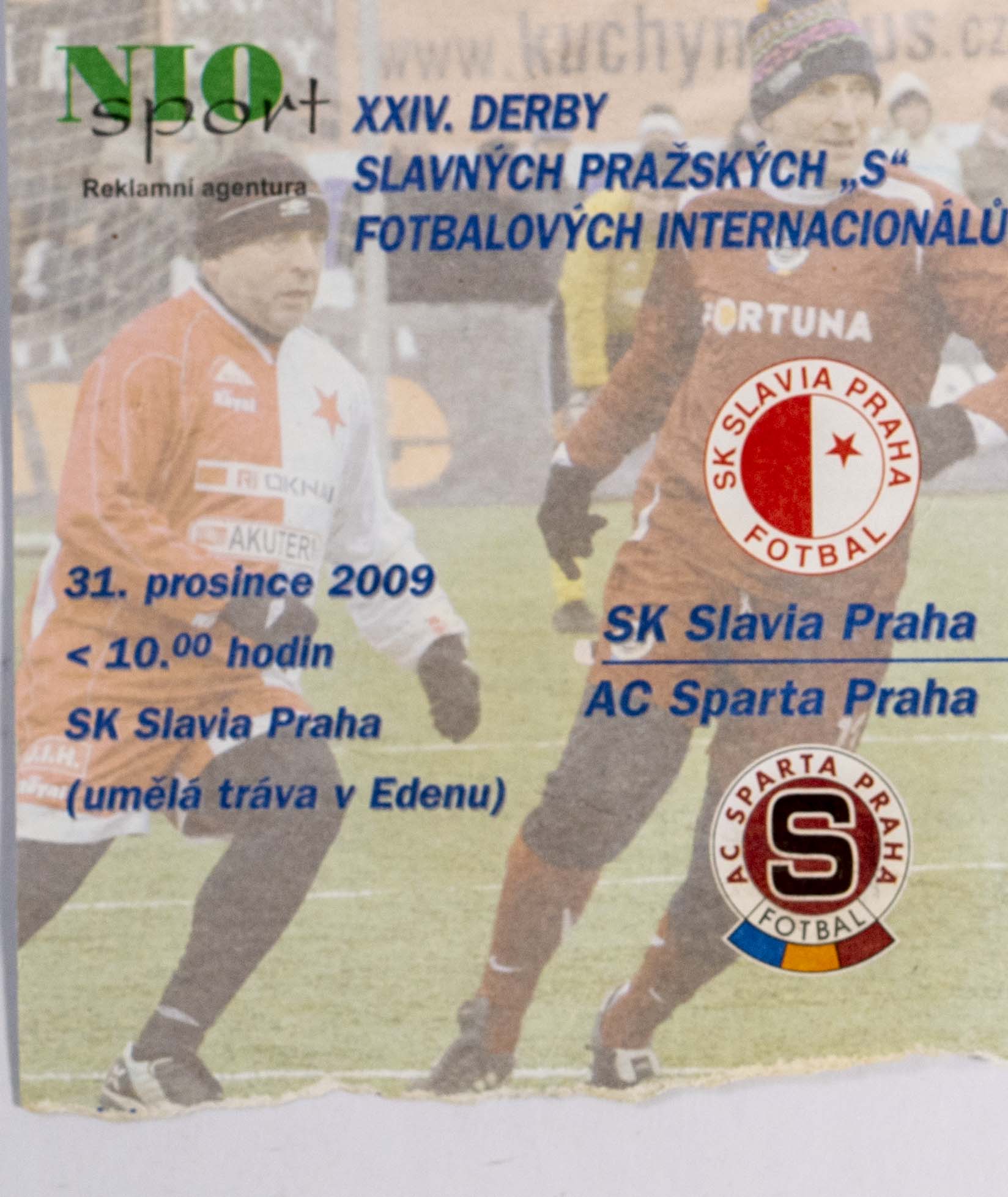 Vstupenka fotbal SK Slavia Praha vs. AC SPARTA, XXIII. Derby fotbalových internacionálů, 2009