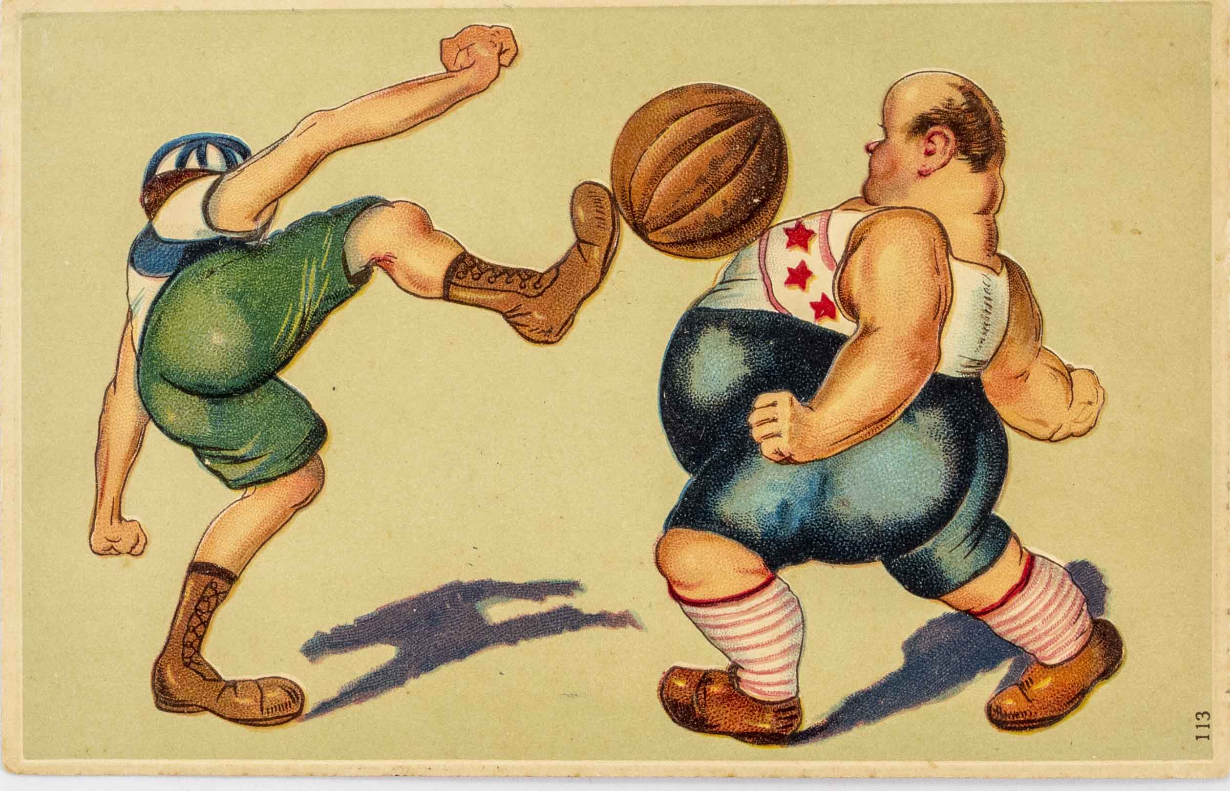 Pohlednice humor - Fotbal, Pupík, 1908