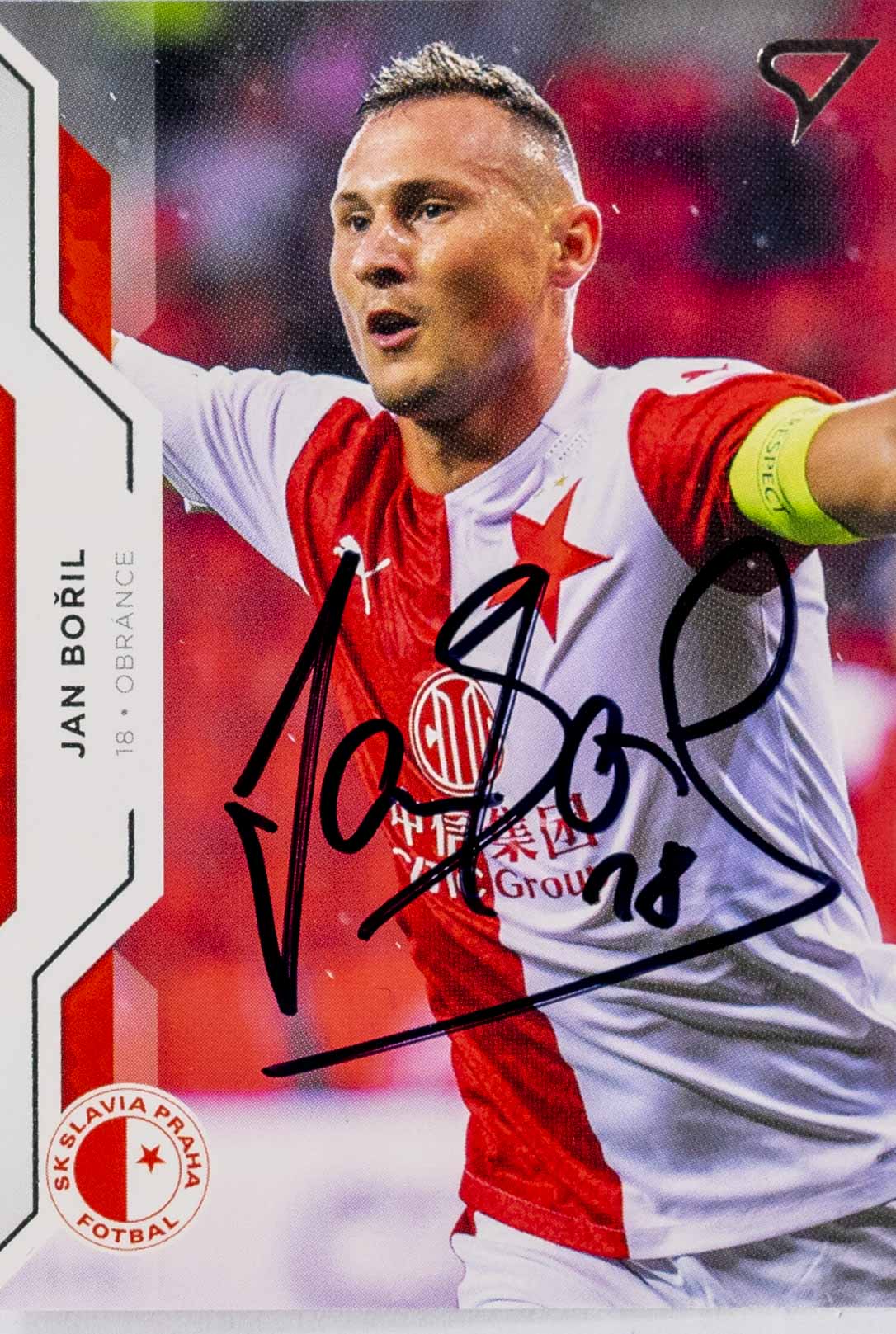 Kartička fotbal, Jan Bořil, Slavia Praha, autogram