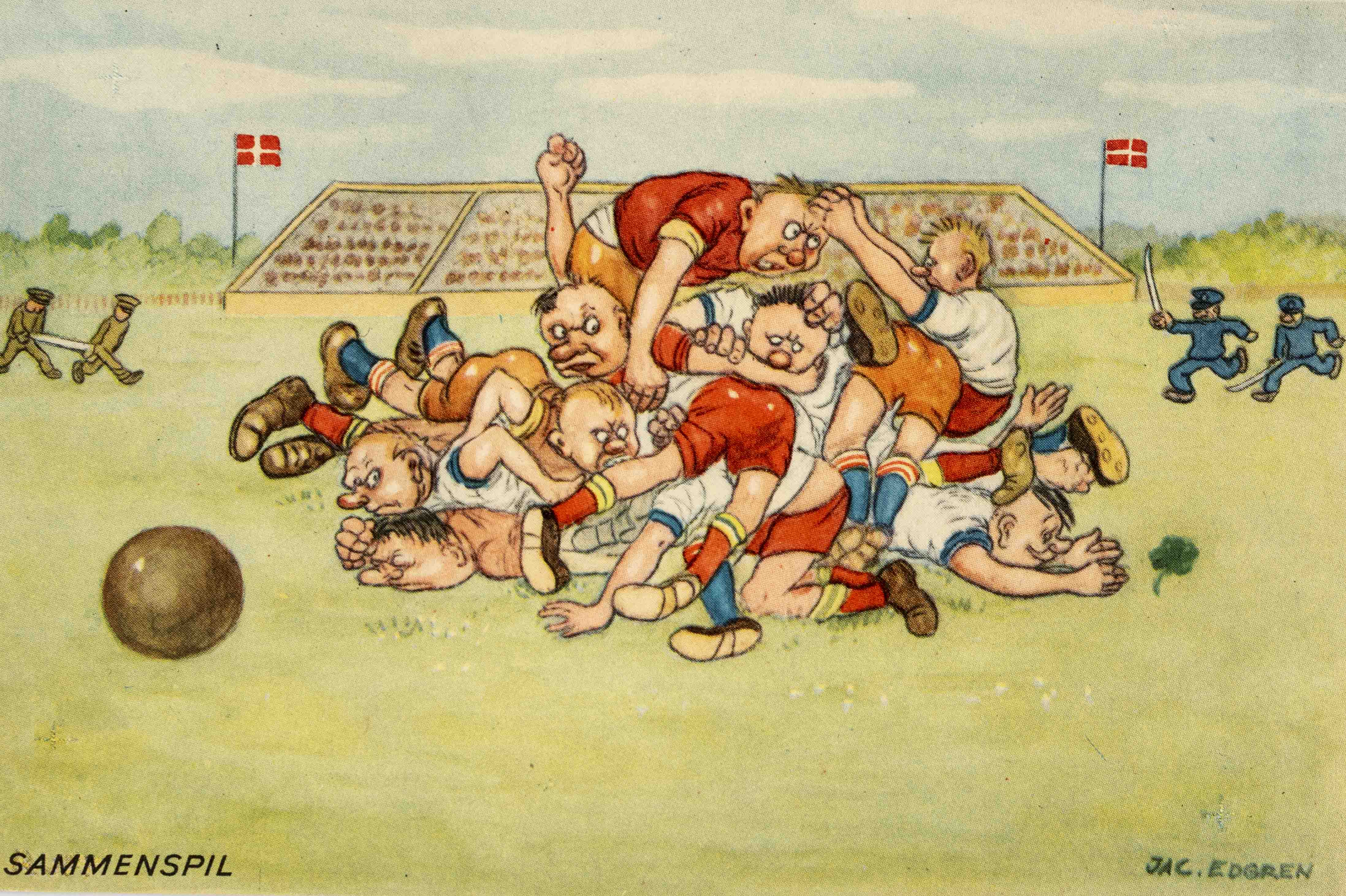 Pohlednice humor - Fotbal, Sammenspiel, 1952