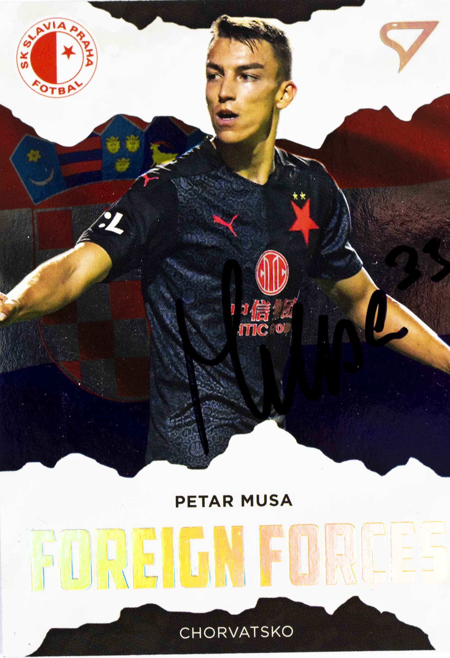 Kartička fotbal, Petar Musa, Slavia Praha, autogram