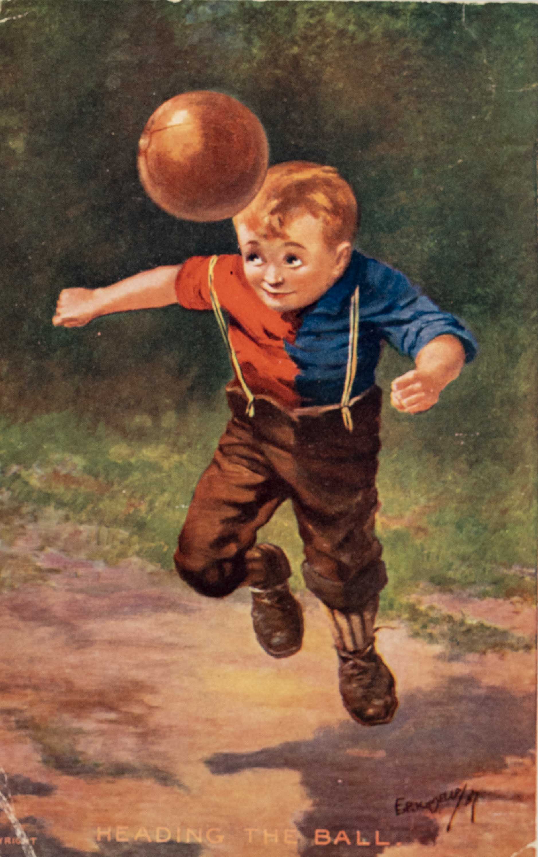 Pohlednice humor - Fotbal, Heading the Ball
