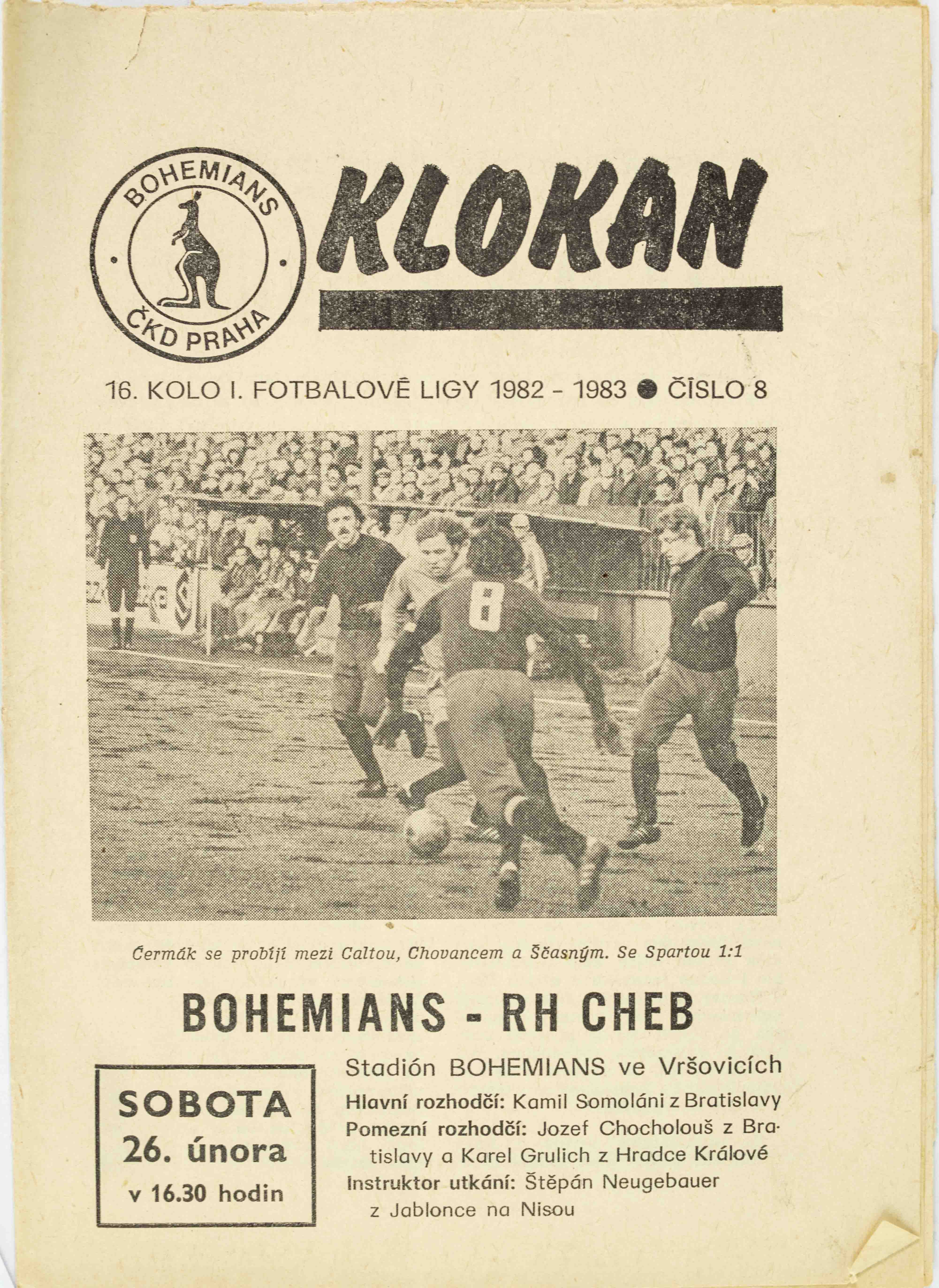 Program Klokan, Bohemians ČKD v. RH Cheb, 1982/83 (8)