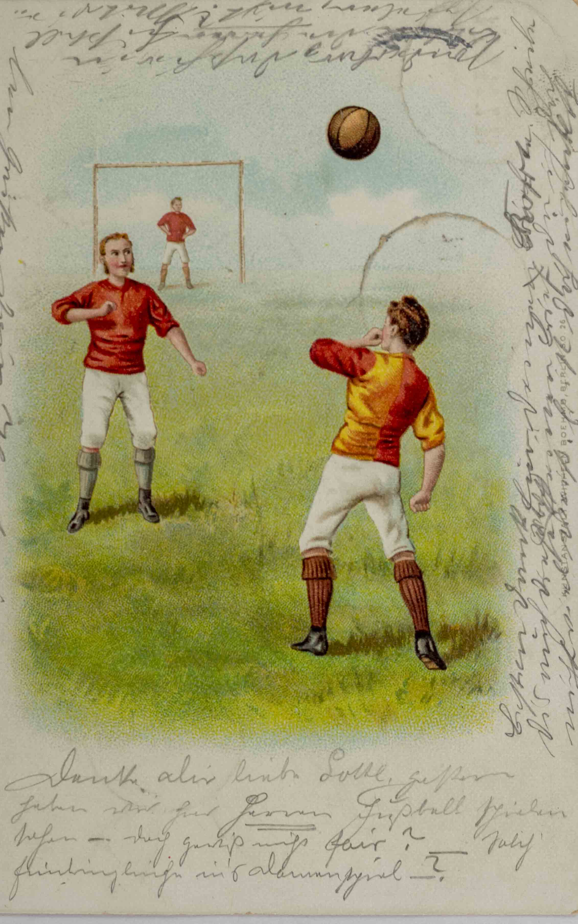 Pohlednice humor, fotbal, Thale, 1904