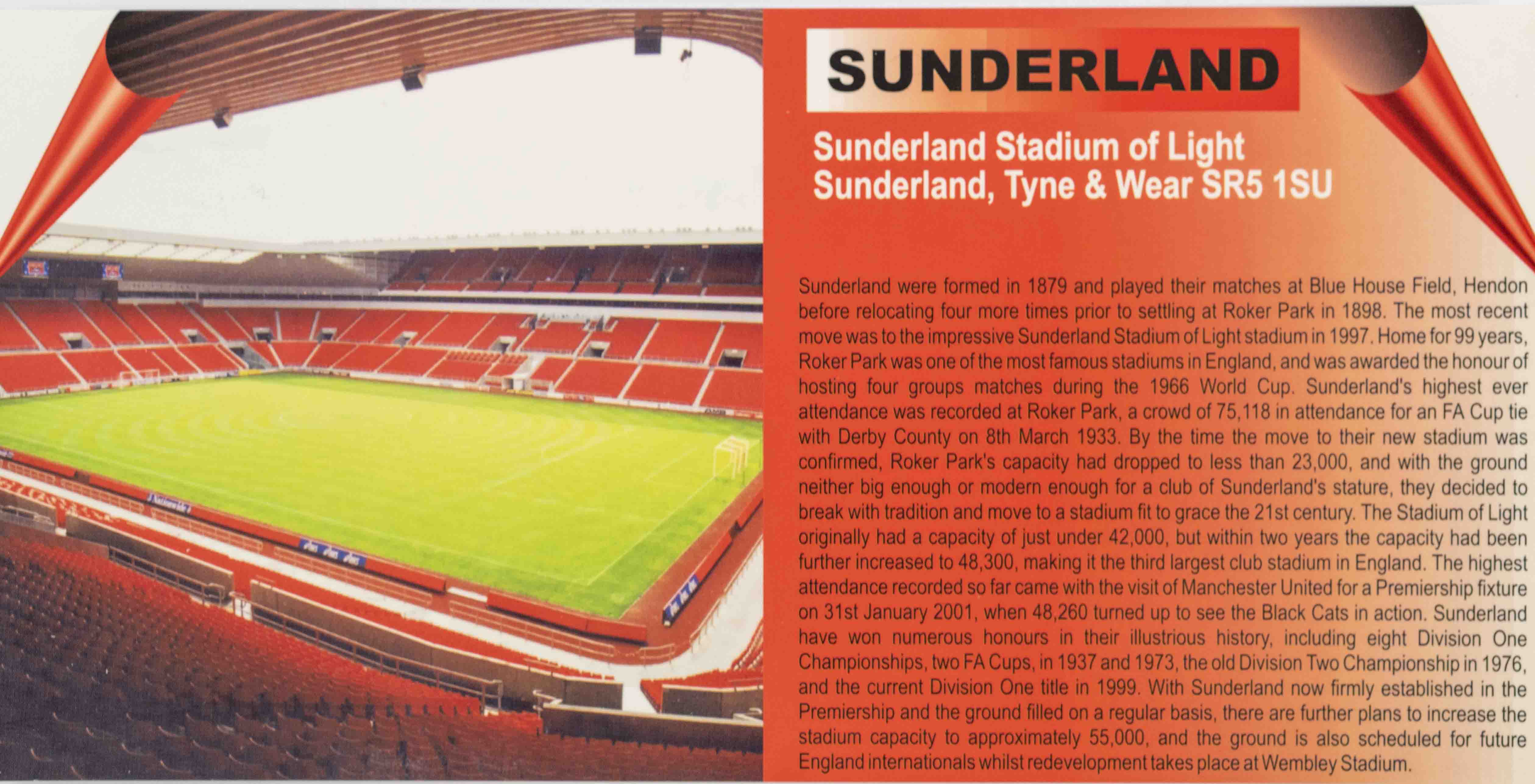 Pohlednice stadion DL, Sunderland Stadium of Light