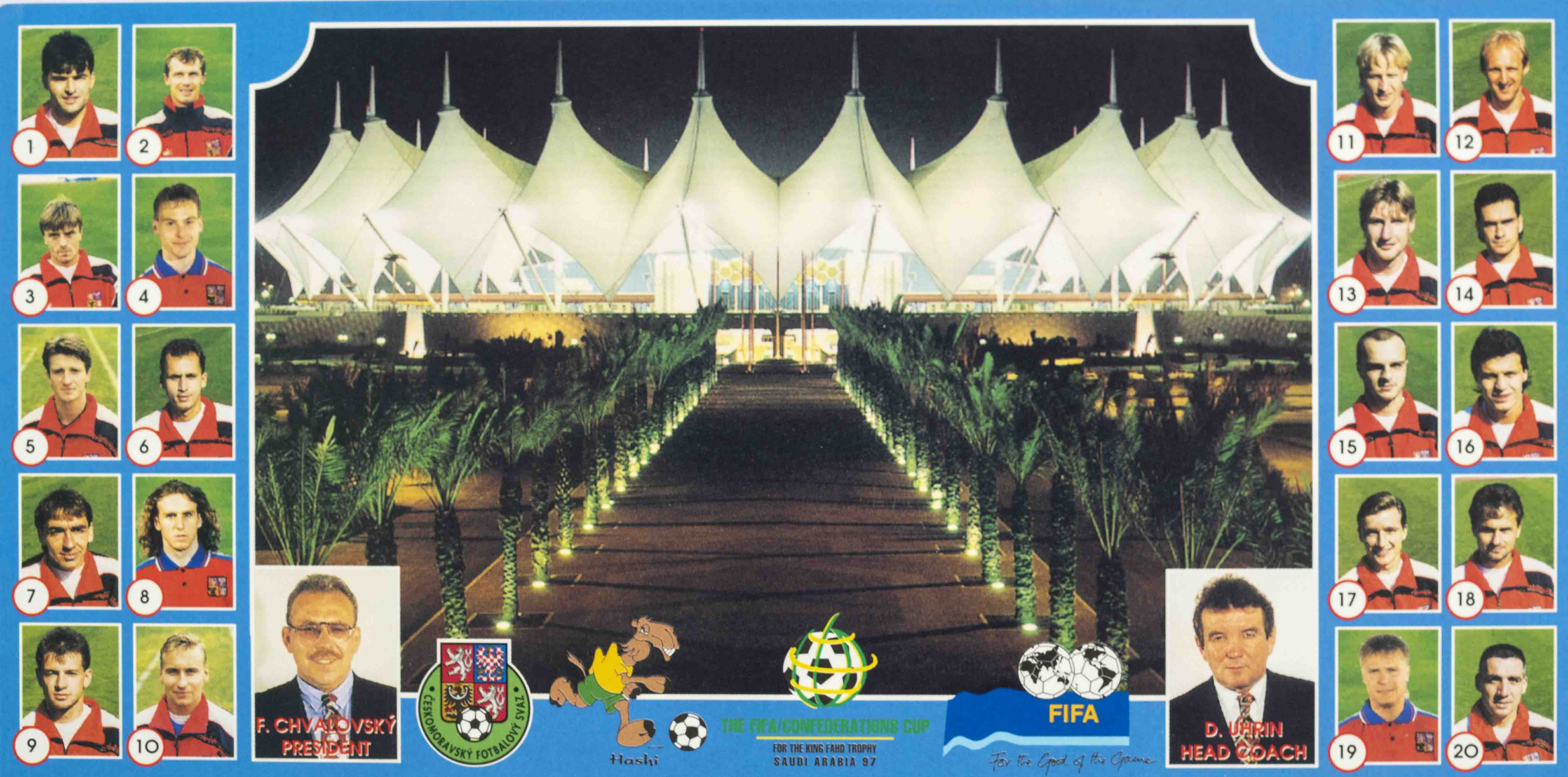 Pohlednice stadion DL, The FIFA, Team Czech republic, Saudi Arabia, 97