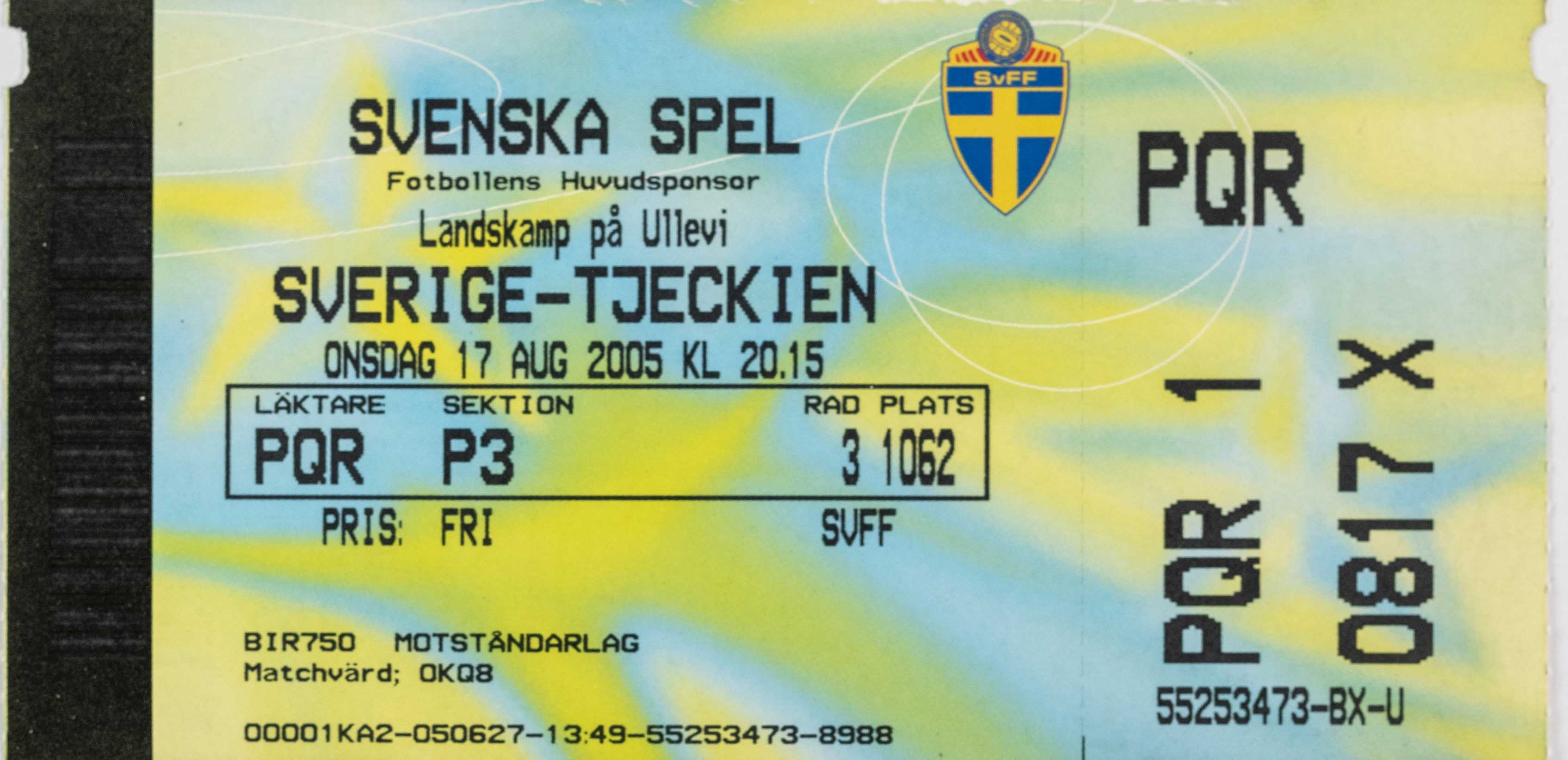 Vstupenka fotbal , Sverige v. Tjeckien, 2005
