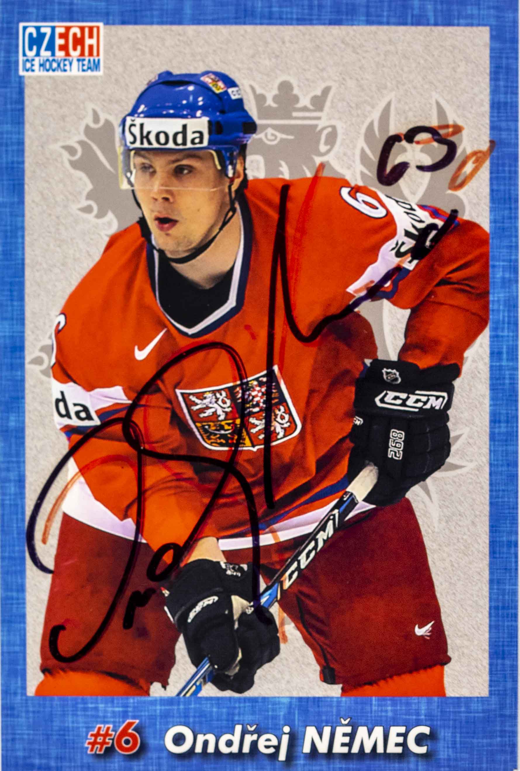 Hokejová karta, Czech Ice hockey team, Indřej Němec, autogram